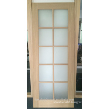 Interior oak veneered wood french door with forest glass